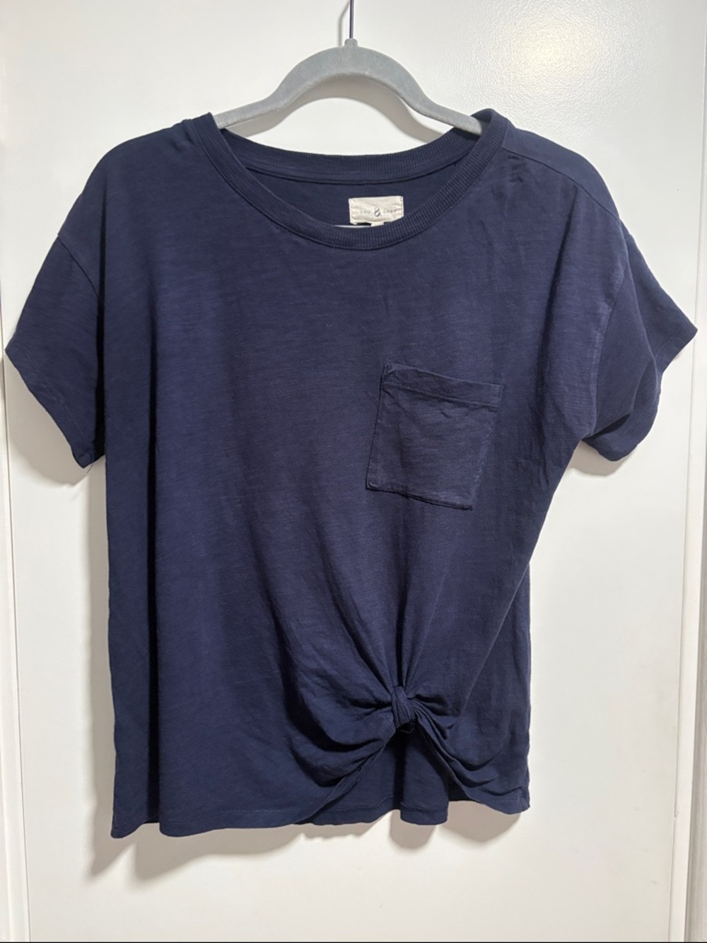 LOFT Lou&Grey Women's Navy Tie-Front Pocket Tee XS/S